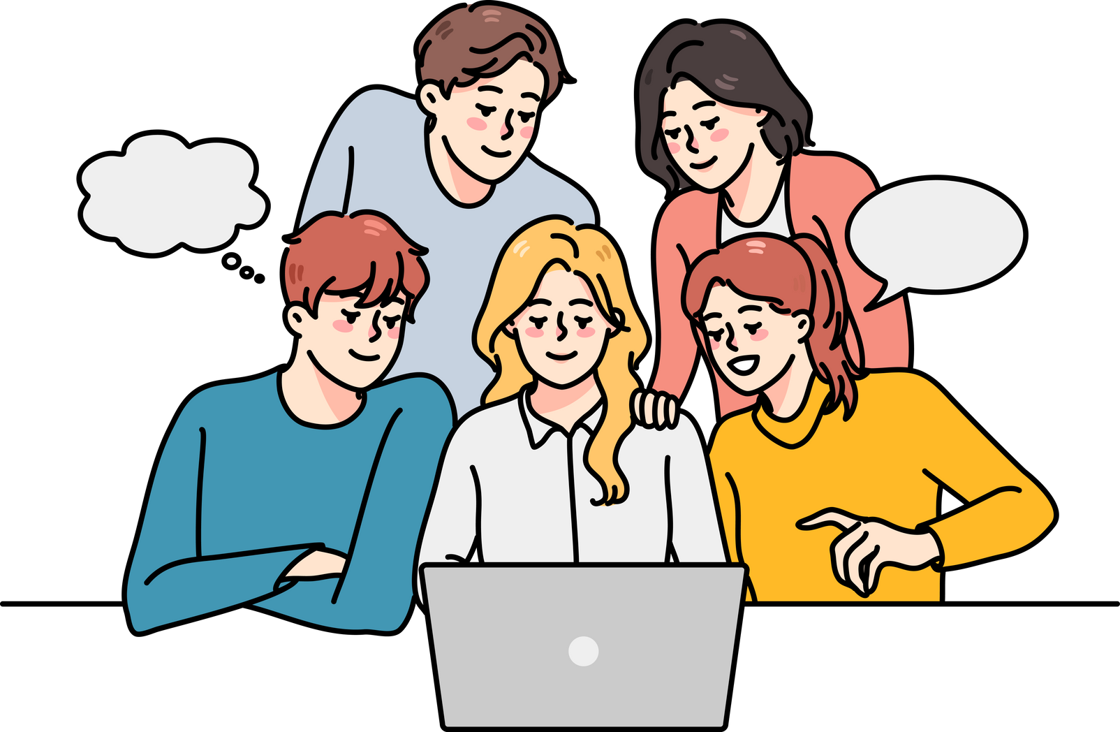 People Team Working on Computer Together